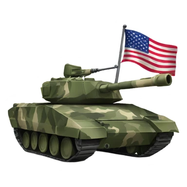Camouflage cartoon tank with American flag sticker