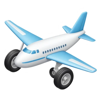 Isometric view of airplane landing gear in emoji style — one inflated, puffy wheel with a strut, soft 3D look, rounded shapes, clean and minimal design, cartoon-like, emoji aesthetic, white background sticker