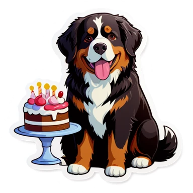 Bernese mountain dog baking cake sticker
