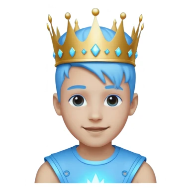 boy neon cyberpunk light blue happy crown white and blue sticker