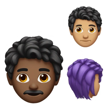 Men hair black eye left red ans right eye purple and black sticker