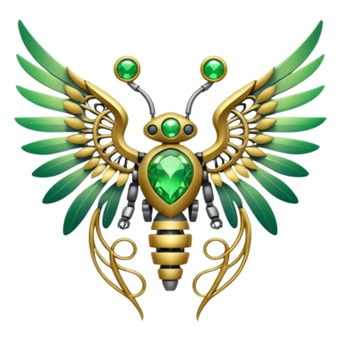 robot wings with vines and gems sticker