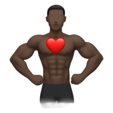 strong body silhouette with red hart in chest sticker