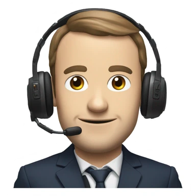 macron qui joue a un jeu avec une manette et un casque sticker