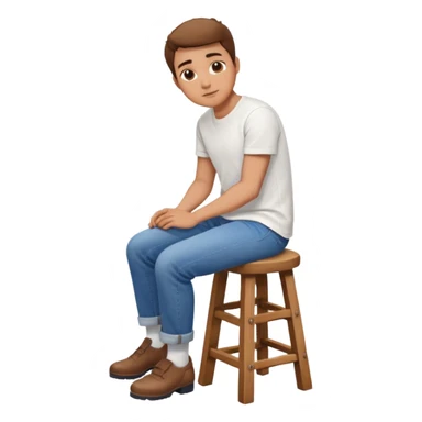 a person sitting on stool straight backside putting hand on legs sticker