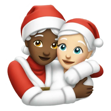 white mrs claus hugging white mrs claus sticker