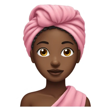 Black girl doing skincare routine with a pink towel on her hair and cucumber on her eyes  sticker