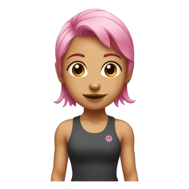  girl doing squats at the gym with pink hair and brown eyes  sticker