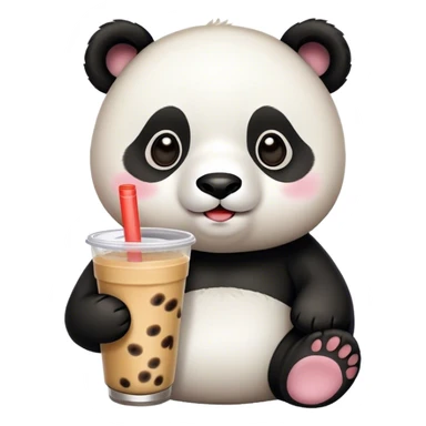 Panda drinking boba milk tea sticker