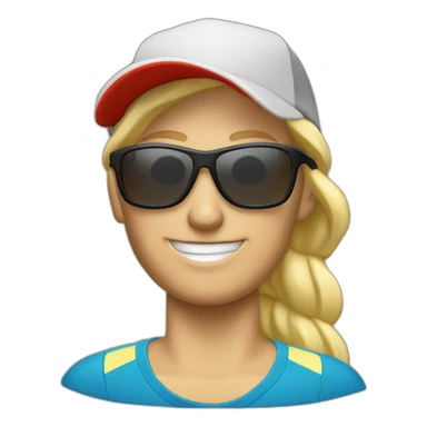 blonde salomon trail runner wearing a cap and a pair of sunglasses sticker