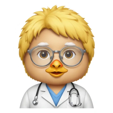 chick animal with glasses, wearing doctor uniform sticker