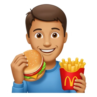 A man eating a Happy meal from mcdonalds sticker