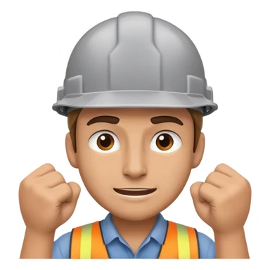 Worker with grey hard hat flexing sticker