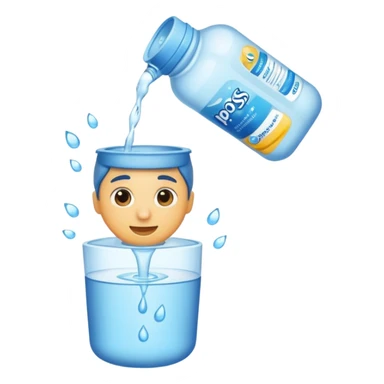 pouring out a bottle of water sticker