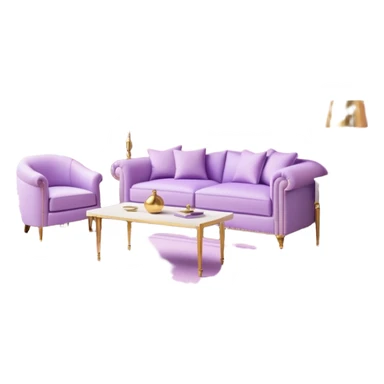 luxury studio apartment with pink, gold and lilac decorations sticker