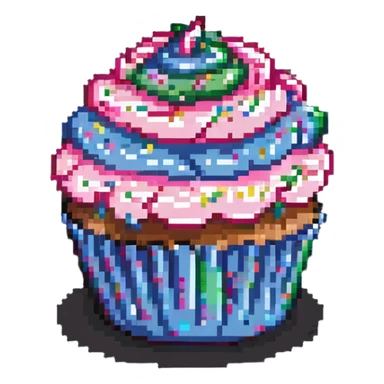 cupcake with pink frosting and rainbow sprinkles sticker