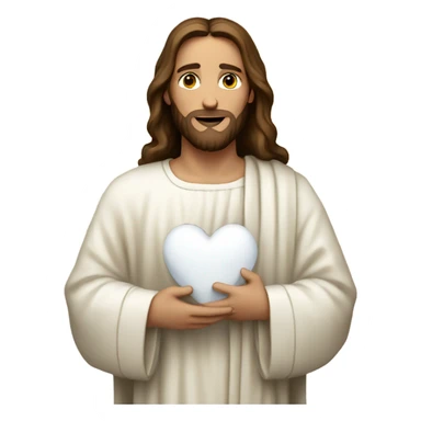 Jesus holding a white heart  sticker