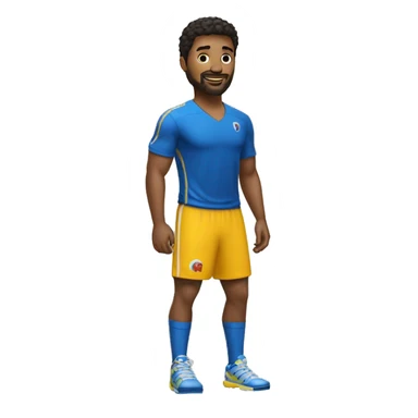 Crie um emojis de um personagem moreno com cavanhaque vestido de esporte fino sticker