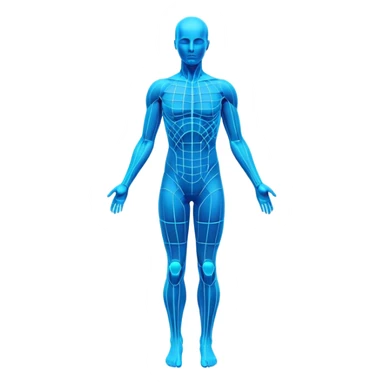 Human body silhouette with digital 3D scanning grid lines covering it, futuristic body scan sticker