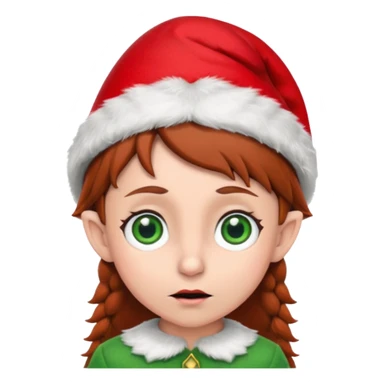 Worried elf on the shelf with red hat and brown hair sticker