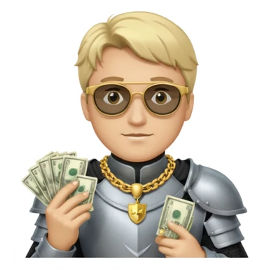 Knight with gold chain dark glasses money sticker