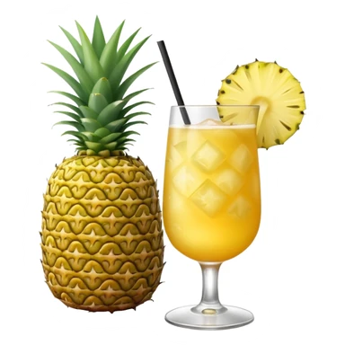 yellow pineapple refresher cocktail with only one slice of pinapple sticker