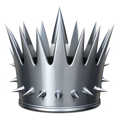 A spiked crown emoji made of silver chrome, sharp yet rounded metallic spikes, glossy reflections, aggressive luxury swag aesthetic, iOS emoji style, centered, clean white background sticker