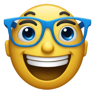 An emoji which has bue eyes and wears blue glasses and is laughing  sticker