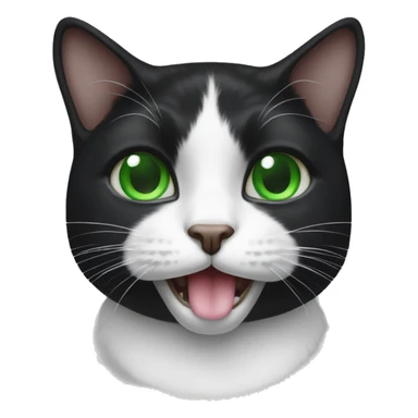 black and white cat with spot on mouth and nose green eyes sticker
