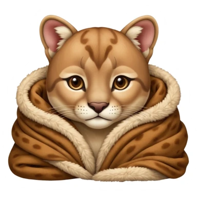 Cozy puma cougar cub in blanket sticker