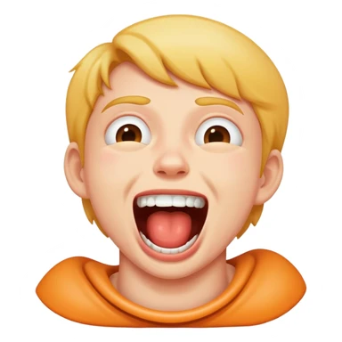 a person choking themself as a joke and laughing  sticker