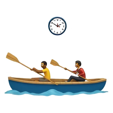 Two people rowing a boat. One person is big Ben the clock. The other person is a hot dog. ￼ sticker