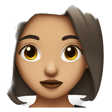 Brunette girl with septum piercing raising one eyebrow and doing a kissy face sticker