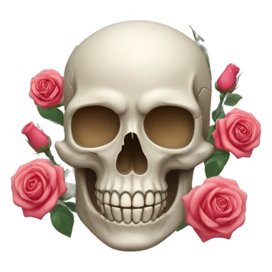 Skull with roses on top left of head sticker