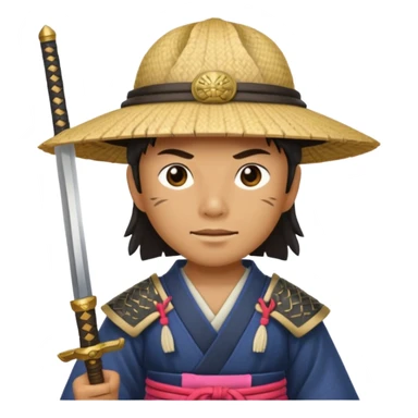 Samurais in Hat, Samurai with straw hat and sword sheath sticker