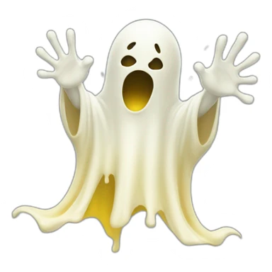 ghost emerging and ejectng a spray of yellowish white milky substance from lower torso in all directions sticker