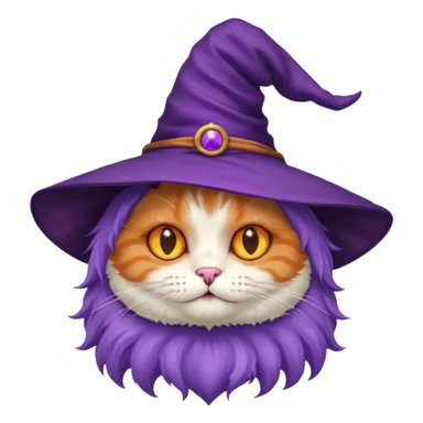cat wear purple wicth hat sticker
