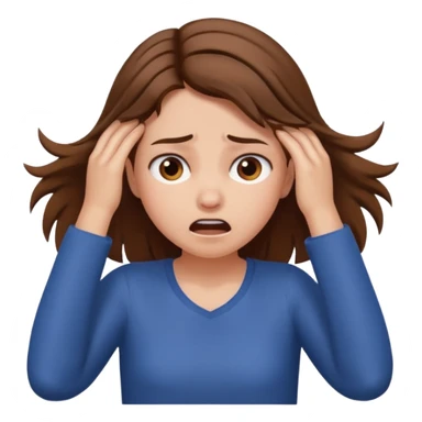 A girl pulling her hair sticker