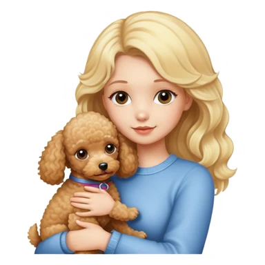 Blonde girl hugging her toy poodle sticker