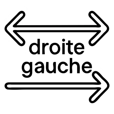 Directional arrows pointing right and left with "droite gauche" text sticker