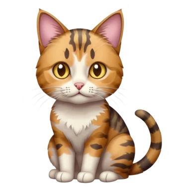 full body anxious looking colourful light calico tabby cat with hazel eyes and patchy brown tabby sections of fur sticker