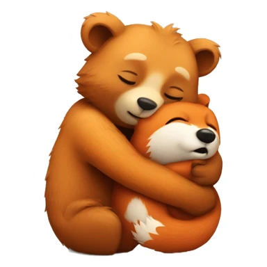 Bear hugs a fox sticker