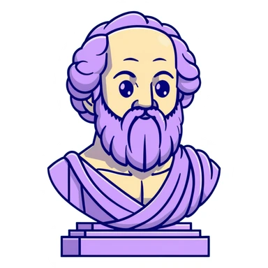 elegant marble statue of Socrates with curly beard and noble profile, ancient Greek philosopher, soft pastel colors in lavender and mint tones sticker