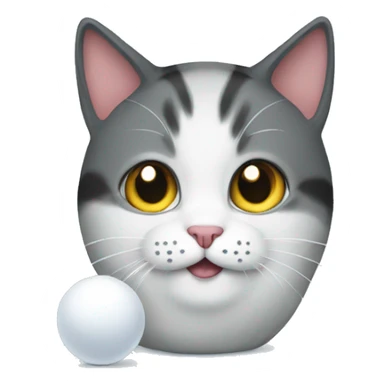 A cat with a snowball beside sticker