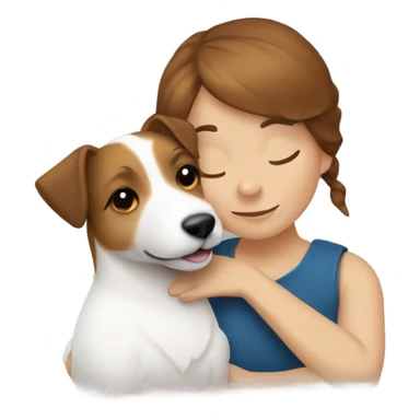 whit brown haired girl hugging jack russell terrier sticker