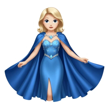 A blue satin dress with crystal bodice and flowing cape.




























 sticker