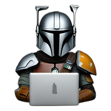Mandalorian coding with laptop sticker