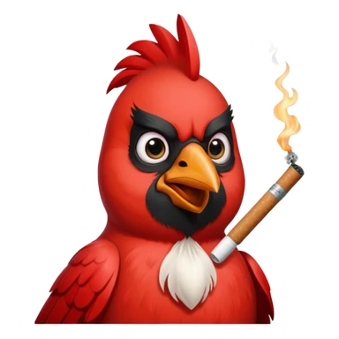 Red cardinal smoking a cigarette  sticker
