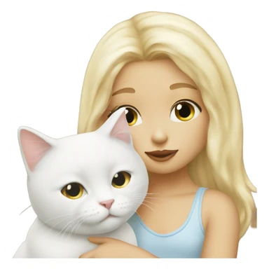 blonde girl kiss white cat sticker