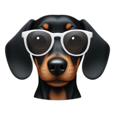 black Dachshund dog face with white rounded sunglasses sticker